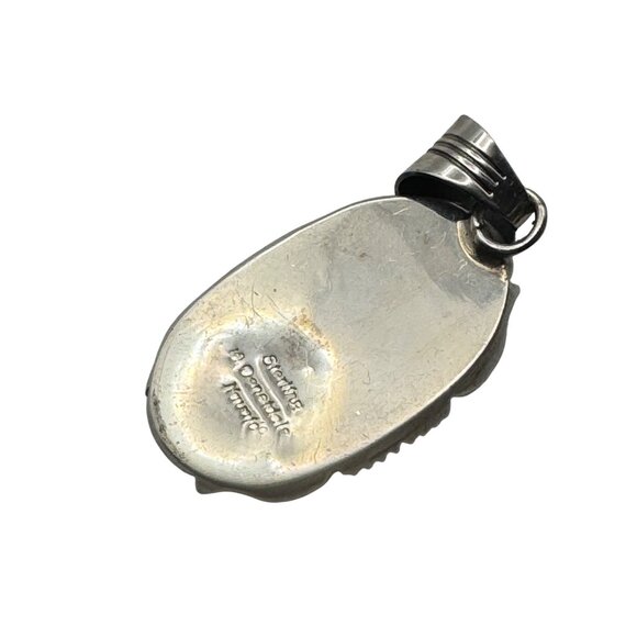 Navajo Denetdale Signed Sterling Silver Turquoise Pendant - Picture 5 of 5